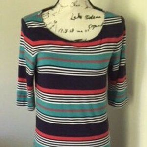 NWT C & C California Striped Scoop-Neck T-Shirt Dress w/Button Closure. Sz. M